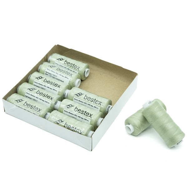 Нитки швейные бытовые Bestex 40/2, 365 м (400 ярд) / 10 кат., 123 серо-салатовый