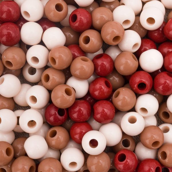 Бусины пластик ⌀8 мм, 50 г, микс цвета, круглые, Astra&Craft (тёплый микс), 1AL121-2