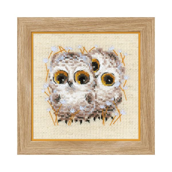 Набор для вышивания нитками Риолис, Маленькие совята, 13х13 см