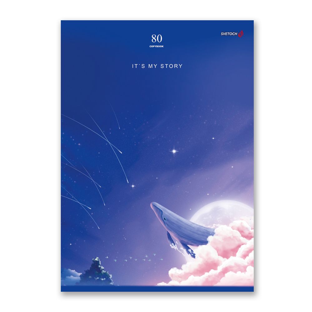 Тетрадь ученическая общая, глянцевая ламинация, A4 80 л. на скобе 65 г/м², белизна 100%, 6 шт, клетка, 000458 Магия ночи, Светоч 80ТСК4_3_2_1