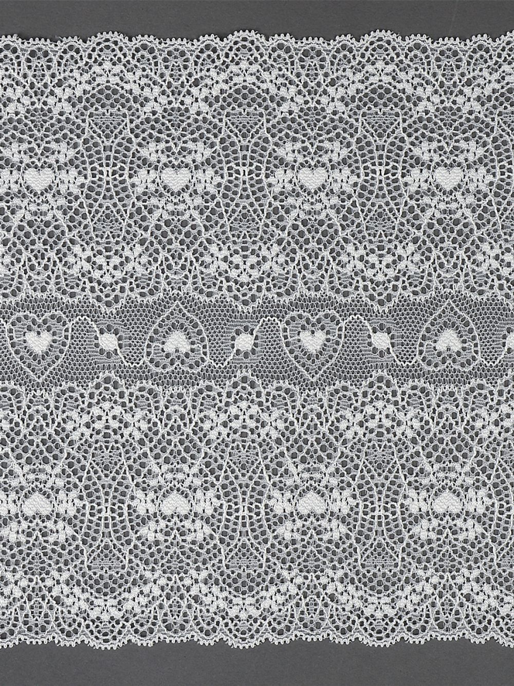 Кружево бельевое эластичное 185 мм / 2.7 м, 6185, цв.004 белый, Kruzhevo