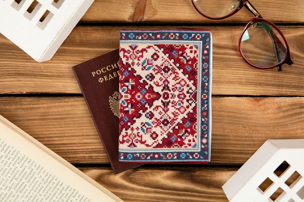 Набор для вышивания нитками Panna OP-7512, Обложка для паспорта. Ковер, 20х13.5 см