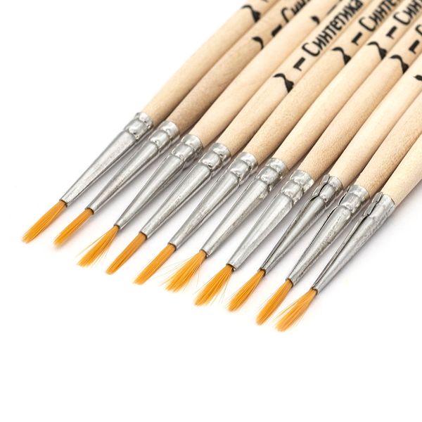 Кисть синтетика школьная круглая №1, 10 шт