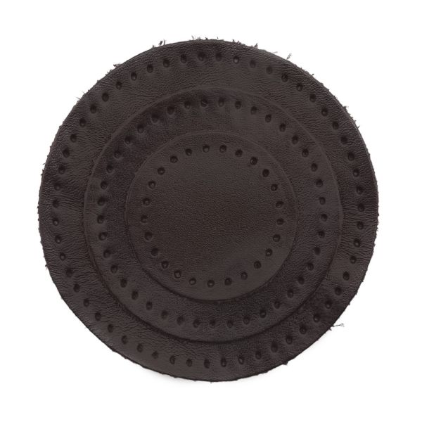 Набор заплаток пришивных из кожи, круг ⌀4см, 6см и 8см, с перфорацией, 3 шт, 100% кожа (03 темно-коричневый), 9401