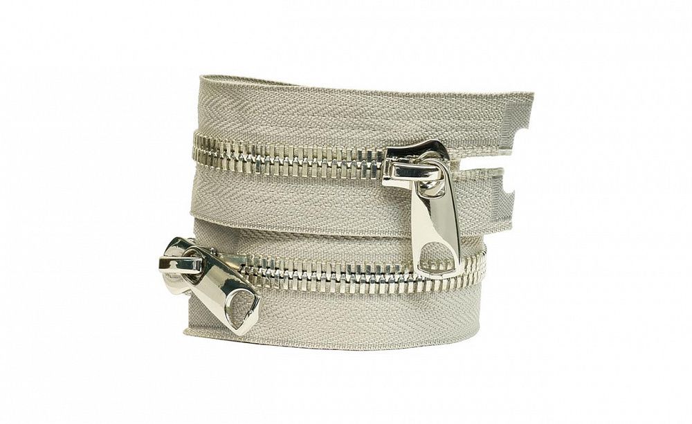 Молния металл Т10 (10 мм) 2 зам., разъем., 75 см, никель, цв.D225 т.серый, MaxZipper Premium, 1 шт /TOS/