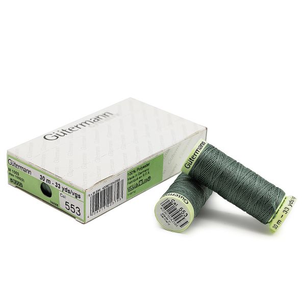 Нитки отделочные Gutermann Top Stitch, 30м, 553 св.серо-зеленый, 5 катушек