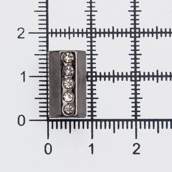 Наконечник для шнура металл цилиндр со стразами ⌀3,5/7 мм, 15,5х8,5 мм (чер.никель), 20 шт
