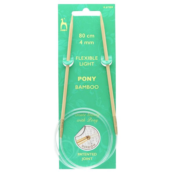 Спицы круговые Pony Bamboo ⌀4.0 мм, 80 см, бамбук, 67309