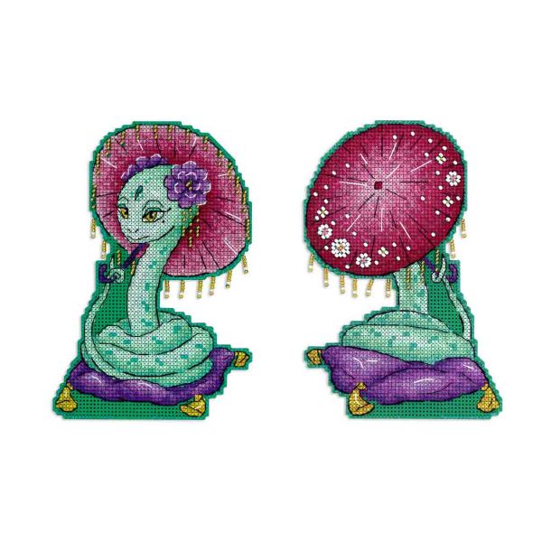 Набор для вышивания нитками МП Студия, пласт.канва Нарядная змейка 15х10 см