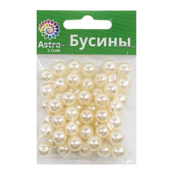 Бусины пластик (жемчуг) ⌀10 мм, 25 г, Astra&Craft, 003 NL телесный