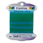 Лента (тесьма) шелковая 13.0 мм / 9.1±0.5 метров, M110 бирюзовый/зеленый, Gamma SRM-13