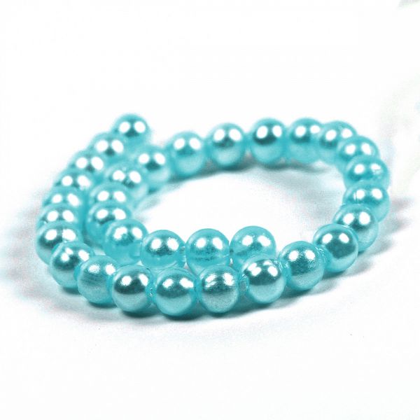 Бусины пластик (перламутр) ⌀8 мм, цв.099 яр.бирюзовый, уп.50г (213 шт), Magic4Hobby