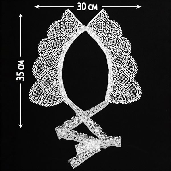 Накладной кружевной воротник 30х35 см, матовая нить Kruzhevo TBY.13/192, цв.белый уп.1шт