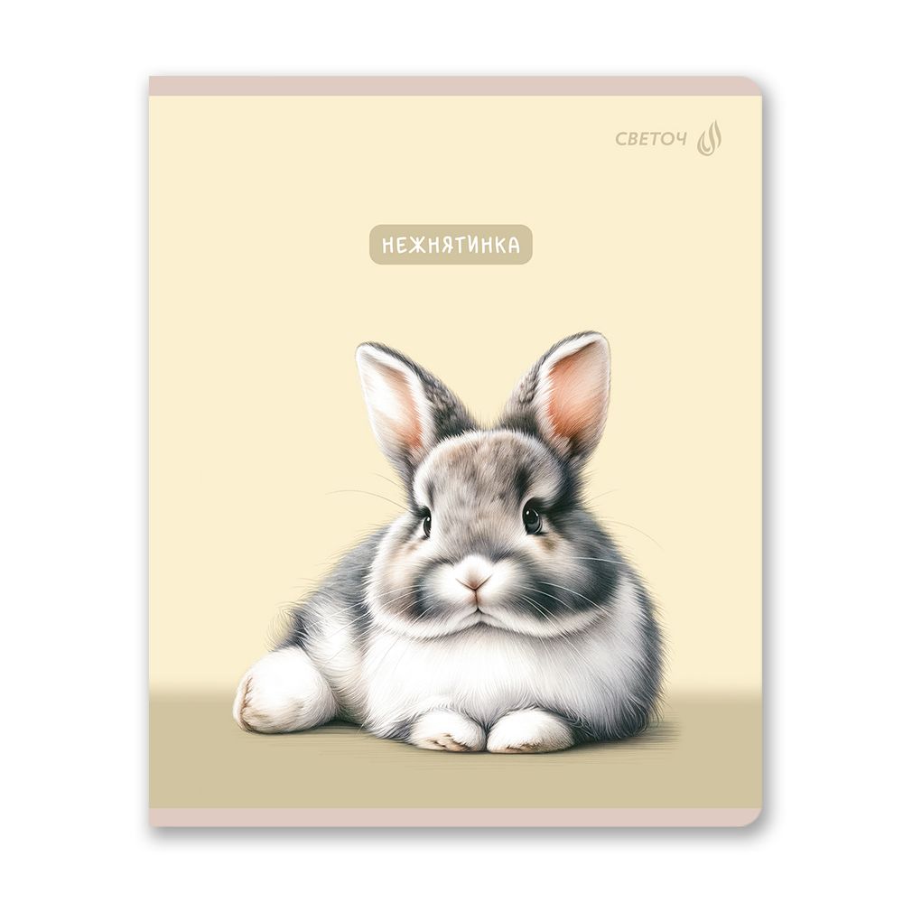 Тетрадь ученическая общая, твин лак A5 60 л. на скобе 65 г/м², белизна 100% 10 шт клетка, 01521 Ушастик, Светоч Т201