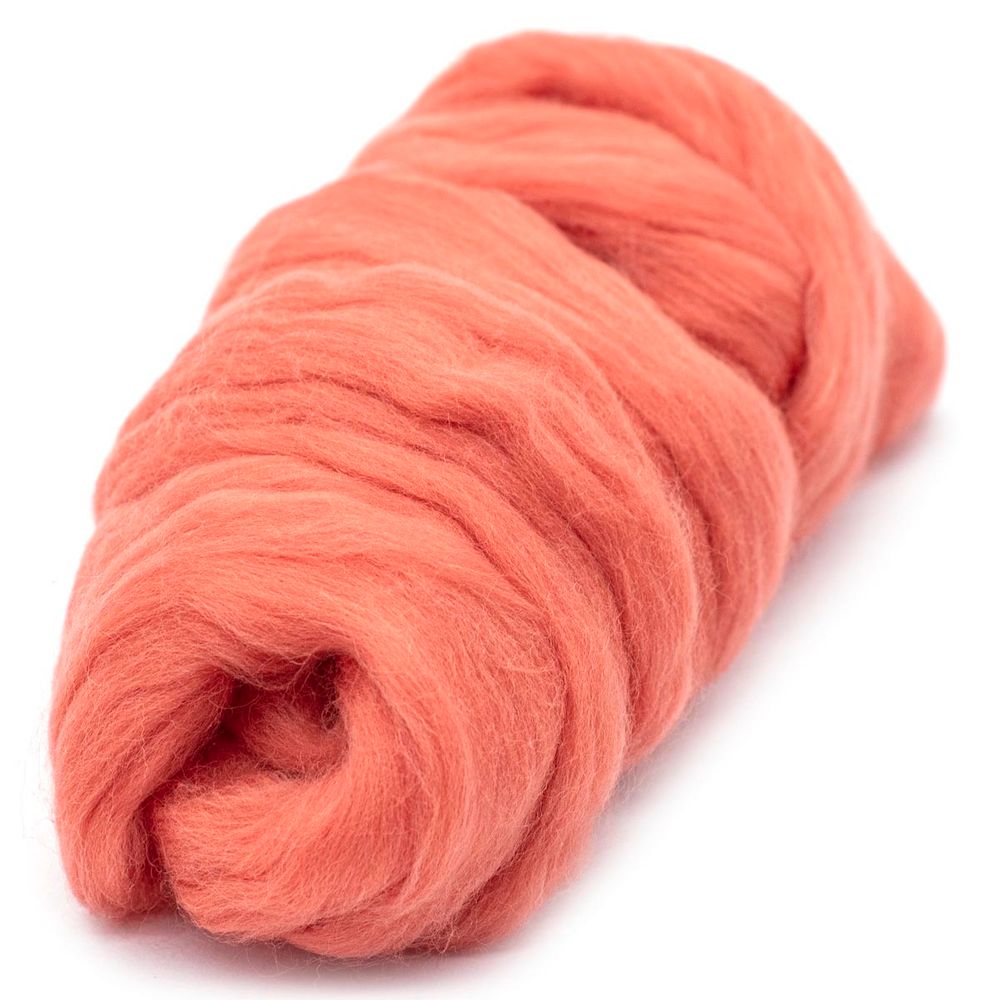 Шерсть для валяния Камтекс Лента для валяния п/тонкая 1х50 г, (25-28 мкр), 2.1 м, 126 яркий коралл