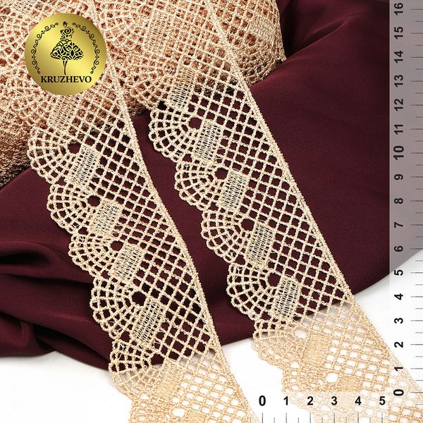 Кружево гипюр (плетёное) 45 мм, TBY.8540E, Y8315 золото, 13.25м, Kruzhevo