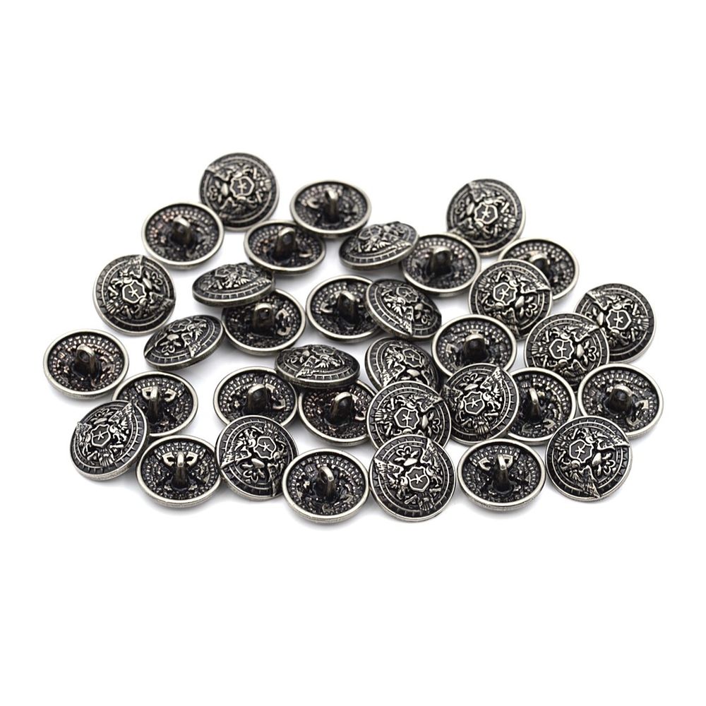 Пуговицы на ножке 28L (18мм), металл (Old Nickel серебро черненое), 36 шт, ME 643