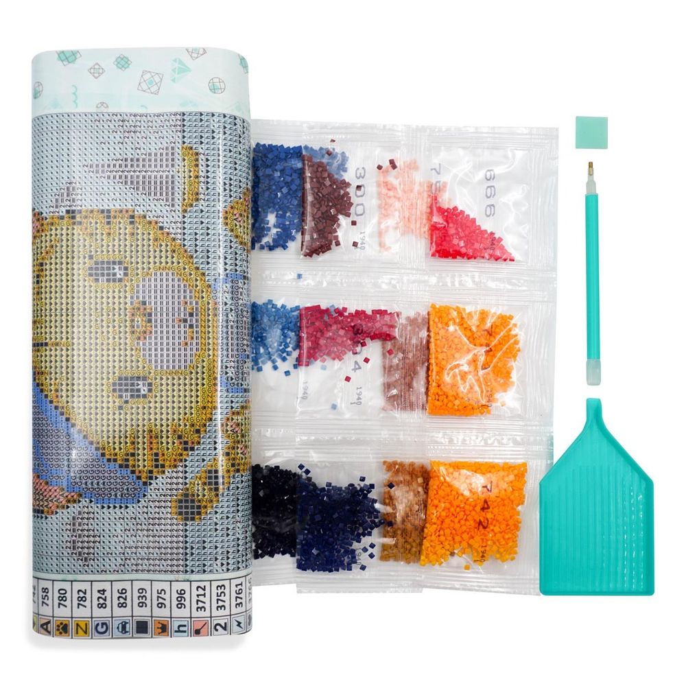 Алмазная (кристальная) мозаика Алмазная живопись, Тигренок на море 20х20 см