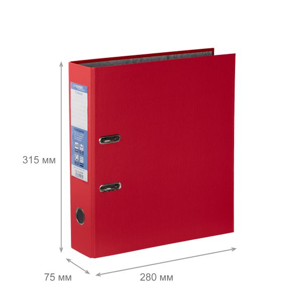 Регистратор PVC 75 мм, 10 шт, Classic A4 арочный механизм, красный 25174, Expert Complete