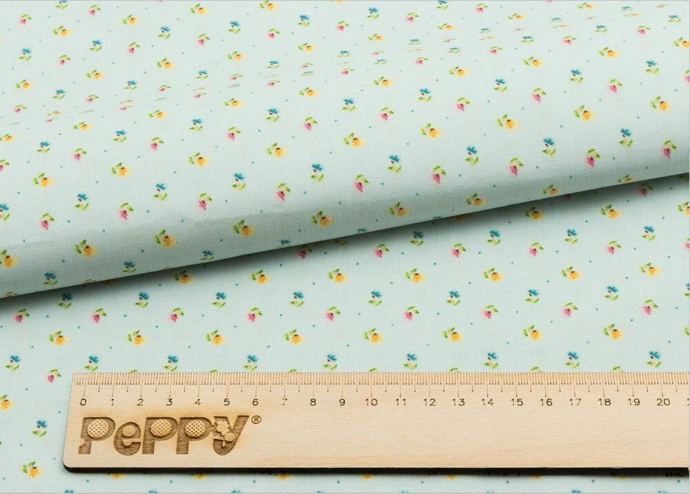 Ткань для пэчворка Peppy Нежная история, рулон 112 см / 5 метров, НИ-20 голубой, Peppy
