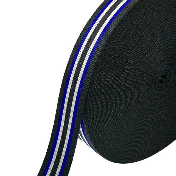 Стропа (ременная лента) 44 мм / 25 метров, черный-серый-синий, 90966