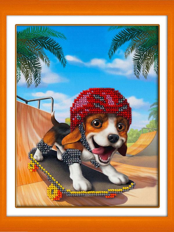 Набор для вышивания бисером Паутинка, На скейте 14х18 см