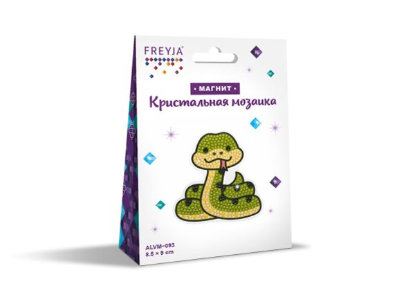 Алмазная (кристальная) мозаика Фрея ALVM-093, магнит Змейка, 8.5х9 см