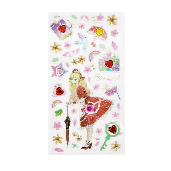 Гелевые украшения декоративные со стразами Девочка в красном, С3672-03