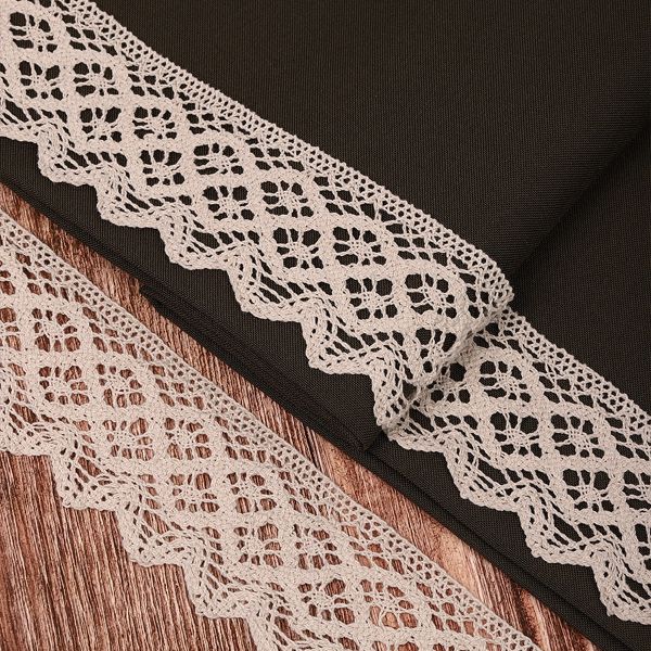 Кружево вязаное (тесьма) 50 мм / 3 метра, хлопок, TBY.1003, F307 серый лен