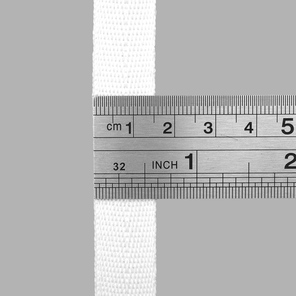 Тесьма (лента) киперная 15 мм / 50 метров, 3 г/м, 100% полиэфир, 01 белый