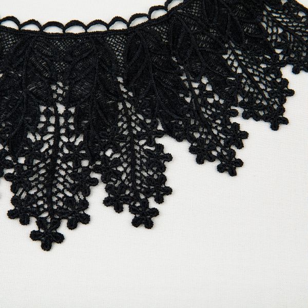 Пришивная кружевная вставка 240 мм, гипюр, 10 шт, Турция, черный, Gamma GIC-32-01 черный