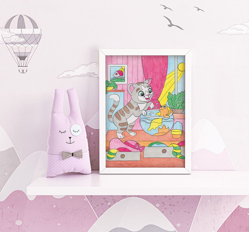 Картина по номерам Фрея, Котик-охотник 29.5х20.5 см