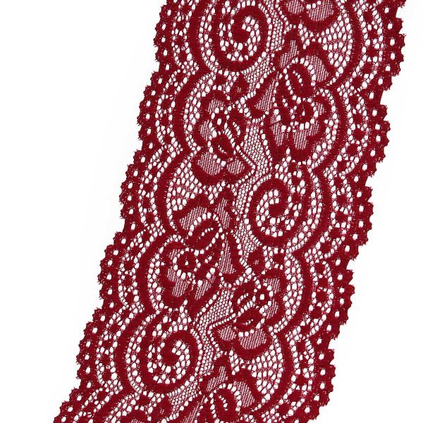 Кружево эластичное (стрейч) 100 мм / 3 метра, C520 темно-красный