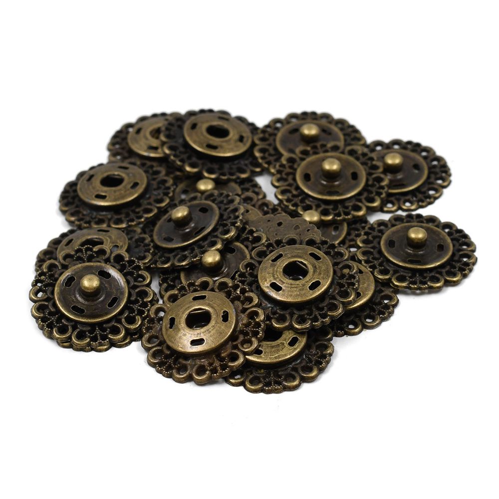 Кнопка пришивная металл ⌀23.0 мм, бронза, 10 шт