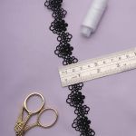 Кружево гипюр (плетёное) 30 мм / 13.7 метров, черный, 3AR1419