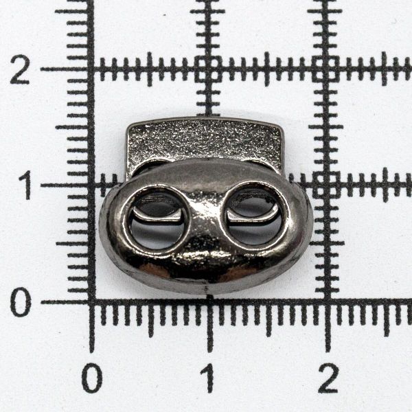 Фиксатор (зажим) для шнура металл плоский 2 отв. 17х15.5 мм, ⌀4,5 мм, 4 шт, металл, Hobby&Pro, чер.никель