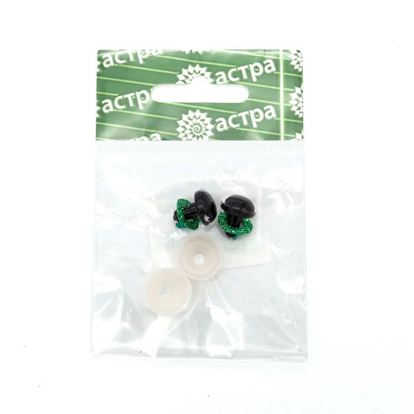 Глаза для кукол и игрушек зеленые 12 мм, 2 шт