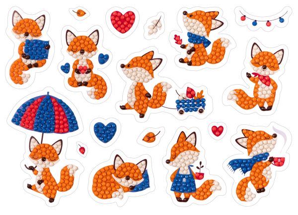 Алмазная (кристальная) мозаика Фрея, наклейки Лисята 19.5х14 см