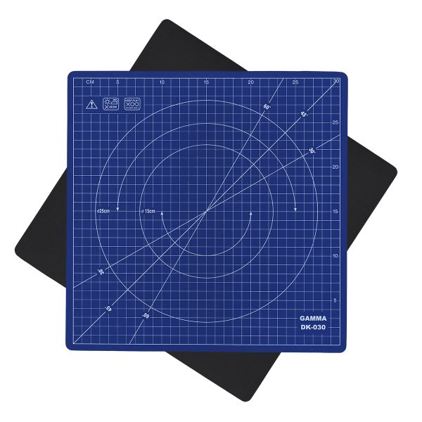 Коврик (мат) для кроя вращающийся 30х30 см, синий, Gamma DK-030