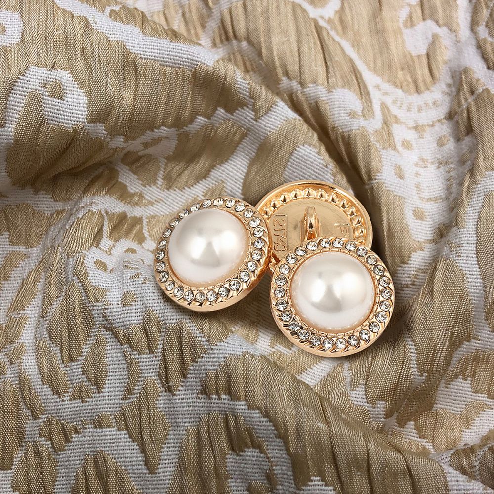 Пуговицы металлические на ножке 28L-18 мм, С-MP15 цв.золото/перламутр, 10 шт