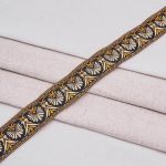 Лента (тесьма) жаккардовая 33.0 мм / 10±0.5 метров, черно-золотой, 3AR2681