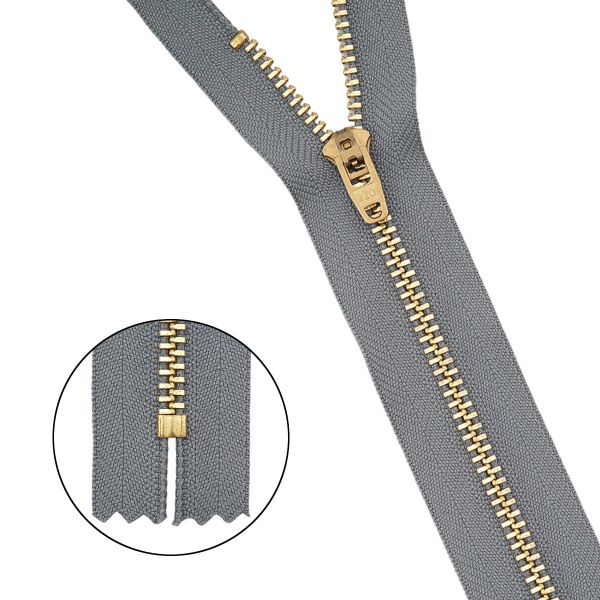 Молния металл джинсовая Т5 (5 мм) 1 зам., н/раз., 18 см, св.серый, 39127/18-3, 10 шт