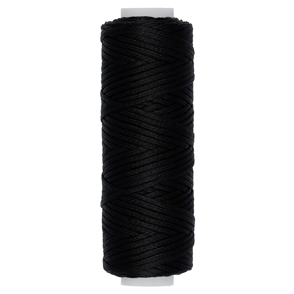 Нитки вощеные для кожи, плоские 0.8 мм, 001 черный, LC-001 Промысел