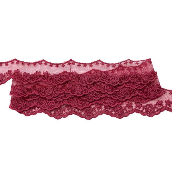 Кружево на сетке 45 мм, матовое, 11.35 м, цв.бордовый