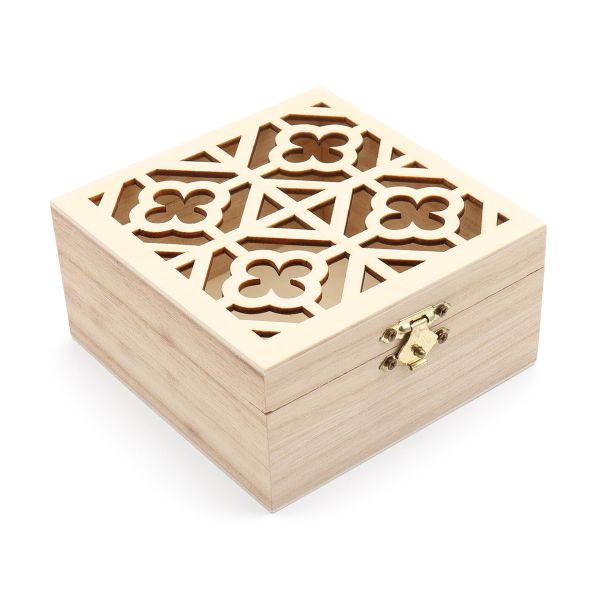 Шкатулка деревянная с квадратным узорным окошком 12х12х6 см, LYE231122