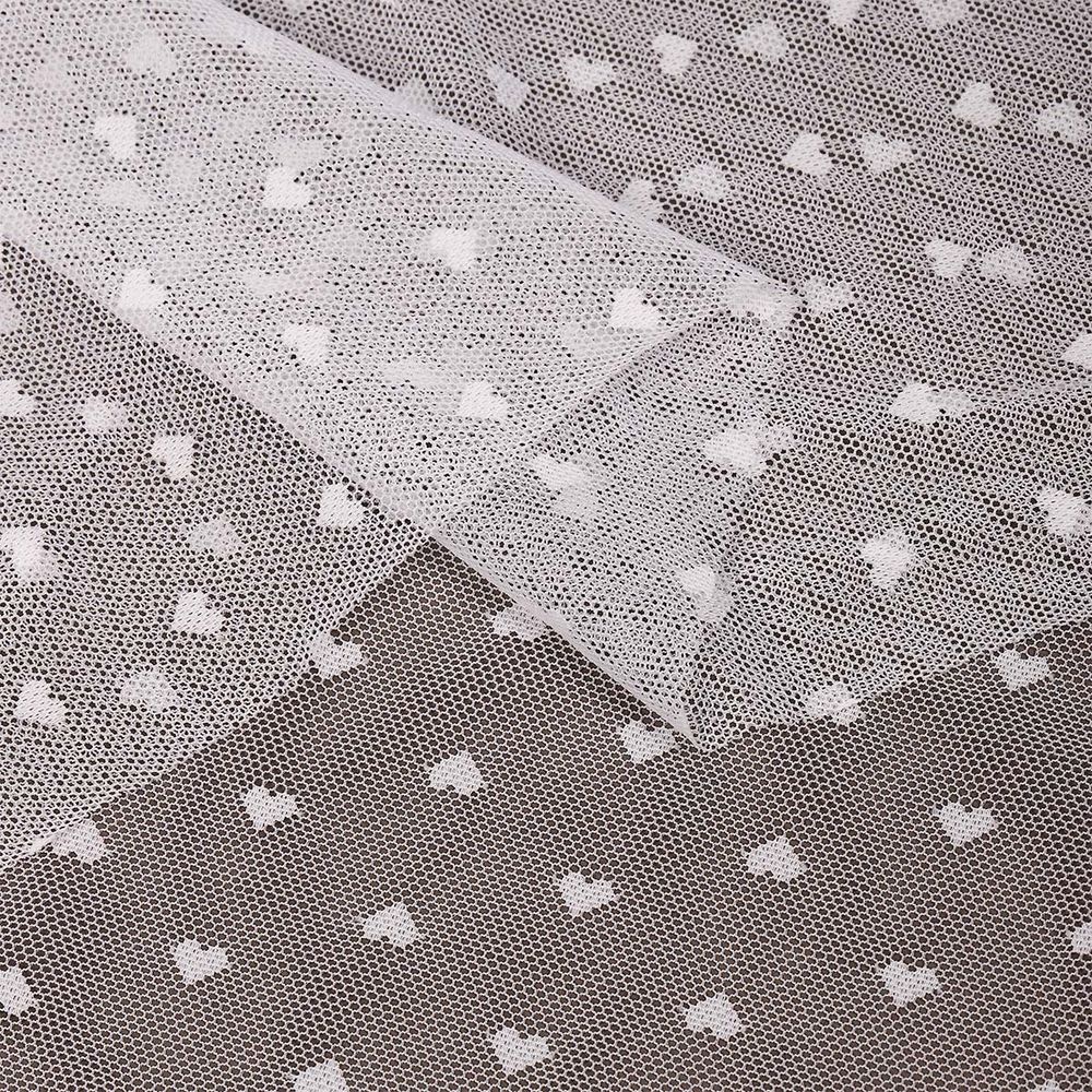 Сетка бельевая эластичная 55 г/м², шир.150 см / 1 метр, Сердечки, цв.01 белый /OLG015.01/1/