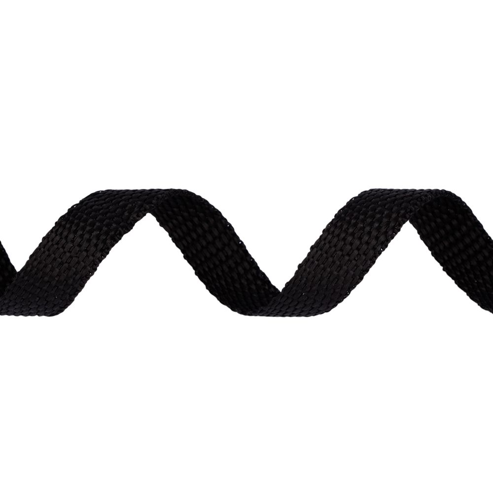 Стропа (ременная лента) 15 мм / 25 метров, толщ. 0.78 мм, [6.8 г/пог.м], 100% п/п, рис.9807, черный, Гамма, Gamma С3872Г17