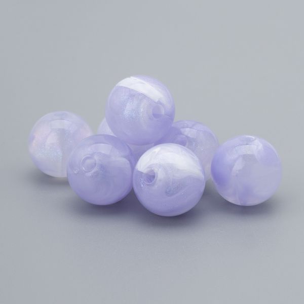 Бусины акрил ⌀12 мм, 500 г, дымка с АВ шиммером, круглые, AD072 фиолетовый, (7748709)2012 , Astra&Craft