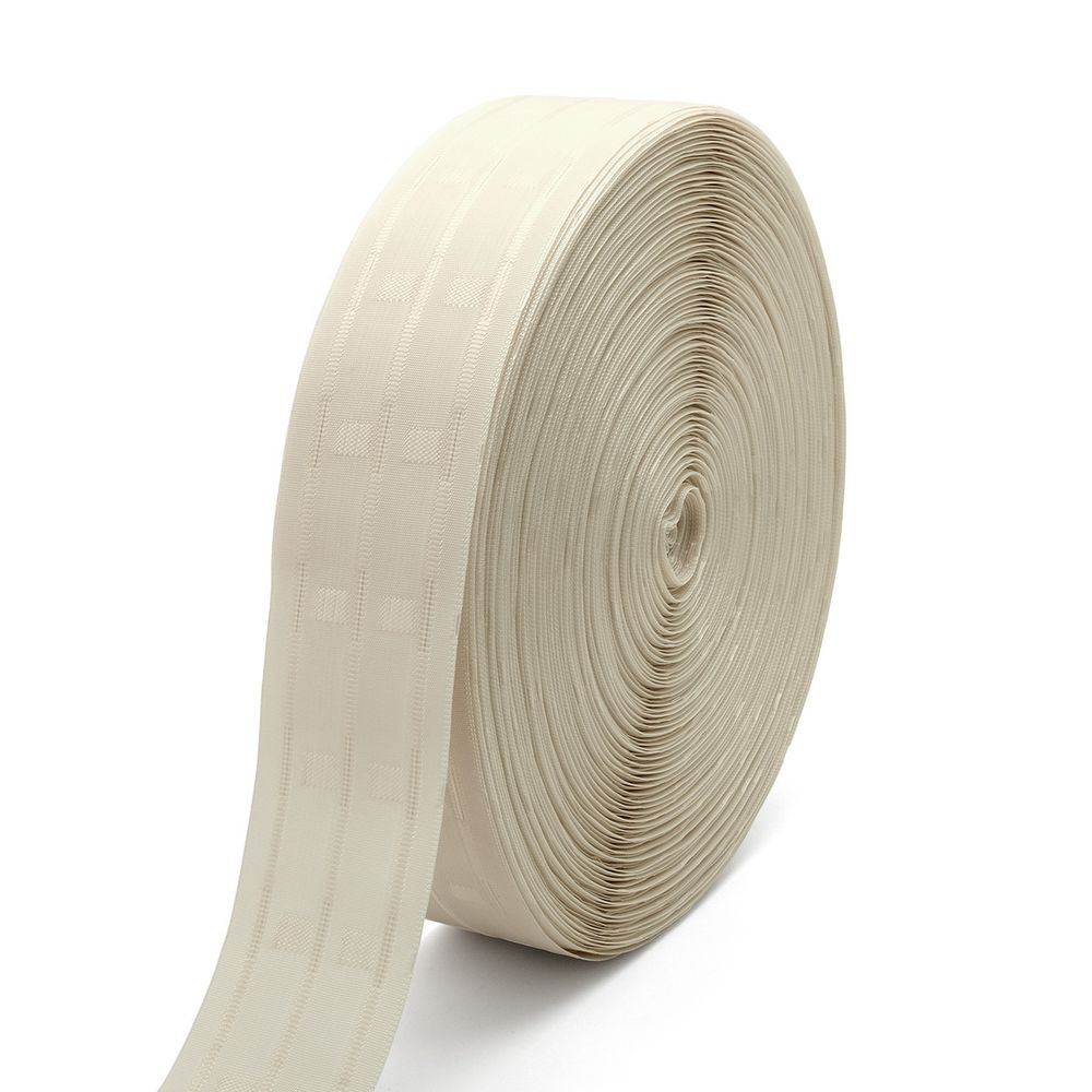 Лента (тесьма) шторная: сборка параллельная (1:2.5) 70 мм / 100 метров, бежевая