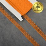 Кружево отделочное в стиле "трикотаж" 12 мм 150-2 цв.229 св.оранжевый, уп.27,4м